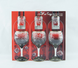 Двойка - набор стеклянный 12 предметов (6 бокалов для вина + 6 стопок) Акация, в п/у Декостек 12081-ГЗ2