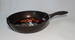 Сковорода алюминиевая литая с антиприг. мраморным покрытием Алтай d-28см без крышки с пластик. ручкой Гардарика 1228-07