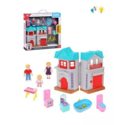 Дом для куклы пластиковый Милый дом с мебелью, аксессуарами и фигурками 11 предметов, в коробке Наша Игрушка KDL39-92