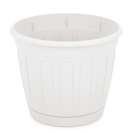 Горшок для цветов пластиковый Дионис с поддоном 2,6л d-18см белый Альтернатива М8245