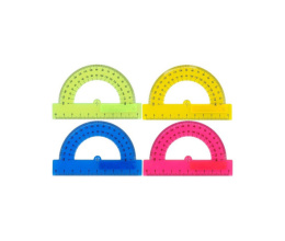 Транспортир 180 10см пластиковый, ассорти прозрачный ТР-4728