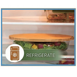 Форма для запекания стеклянная жаропрочная овальная с бамбуковой крышкой 3 в 1 Cristallino 32x23x7см 2,4л Mallony 108342