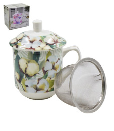 Кружка заварочная фарфоровая 280мл с металлическим ситом, в п/у Lavenir GM18-313