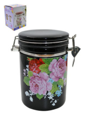 Банка для сыпучих керамическая (доломит) с клипсой  650мл Восторг, в п/у Lavenir HC8700C-A16 (HC800-A16)