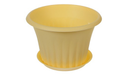 Кашпо пластиковое Кэрол с поддоном 0,75л d-14см h-10см банановый Idea М3154