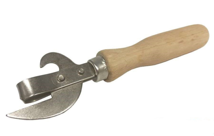 Нож консервный металлический деревянная ручка, с заклепками Мирхозторг 1522