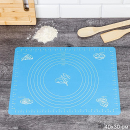 Коврик кулинарный для выпечки и раскатки теста силиконовый 40х30см лазурный TR-17-E/684211