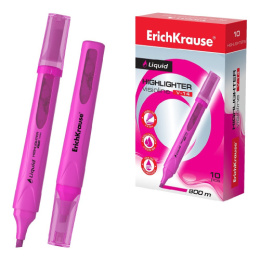 Текстовыделитель розовый ErichKrause Liquid V-14 Neon, 0,6-4мм, с жидкими чернилами 56029