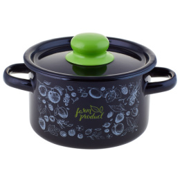 Кастрюля эмалированная  1,5л цилиндрическая с металл. крышкой с декором Berry / Домашние ягоды Appetite 1с15с/1