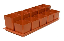 Набор для рассады пластиковый двухуровневый (5шт.х 500мл + 5шт.х 750мл), 460х180х120мм, терракотовый* Чипполино 0342*