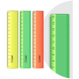 Линейка пластиковая 15см Стамм Neon Crystal, с волнистым краем, ассорти ЛН174