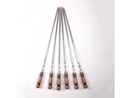 Шампур из нержавеющей стали 68см (лезвие 50см) деревянная лакированная ручка Шар малый 2 культуры 2К-259