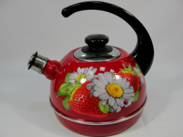 Чайник эмалированный со свистком 3,5л с консольной пластик. ручкой с декором, бордо в ассортименте ТД Сила Дон 1507