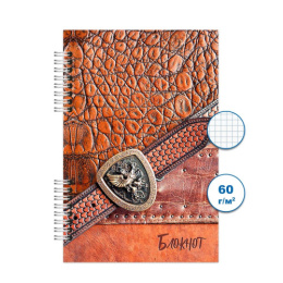 Блокнот А6  80 листов Кожа 1, гребень БГ80/43-1