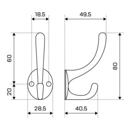 Крючок-вешалка Стандарт 603 SN матовый никель, 2-х рожковый, европакет Стандарт 42753