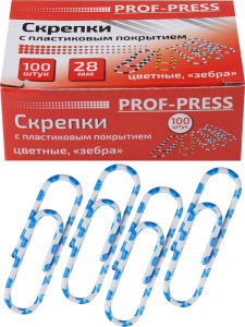 Скрепки 28мм 100шт. Зебра овальные СКР-3139