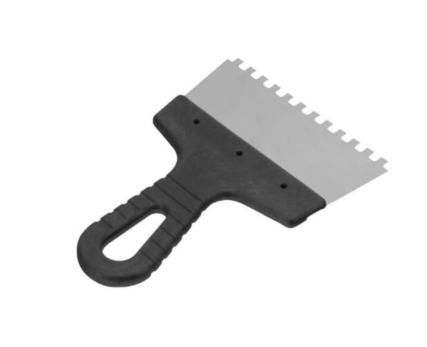 Шпатель нержавеющий 150мм пластиковая ручка, зуб 6х6мм Сибртех 85459