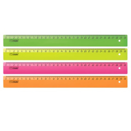 Линейка пластиковая 30см Стамм, неоновые цвета непрозрачная ассорти ЛН31