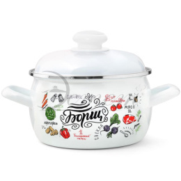 Кастрюля эмалированная Борщ 2,0л сферическая с металл. крышкой Эстет ЭТ-72620