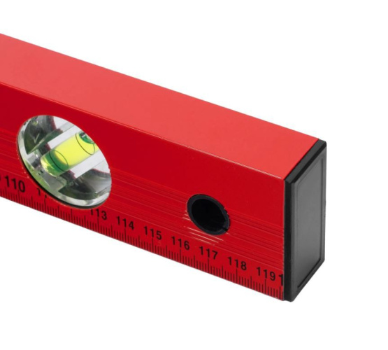 Уровень 1200мм алюминиевый с 3 глазками, линейка, красный Matrix 33232
