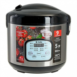 Мультиварка 5л, 900Вт,  9 программ, черный Delta DL-6517