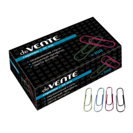 Скрепки 28мм 100шт. Devente, цветные, овальные, в к/к 4135324