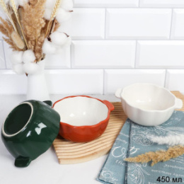 Супница фарфоровая с двумя ручками  450мл/160х150х58мм, цвета в ассортименте FR-9/752265