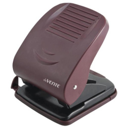 Дырокол  40 листов Devente Stripe, пластиковый, с линейкой, бордовый 4020344