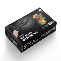 Перчатки нитриловые текстурированные на пальцах Стандарт+ набор 50 пар размер "L" черные A.D.M SEMPB3