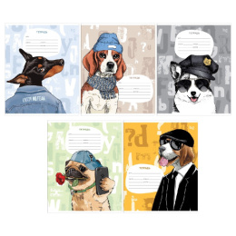 Тетрадь  18 листов линейка BG Собаки на стиле Т5СК18 62757