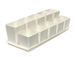 Набор для рассады пластиковый двухуровневый (5шт.х 500мл + 5шт.х 750мл), 460х180х120мм, белый* Чипполино 0342*