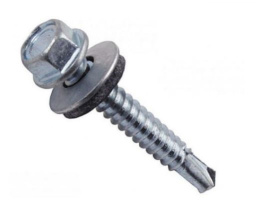 Саморезы кровельные с EPDM шайбой  6,3х25, 100шт. цинк, сверло