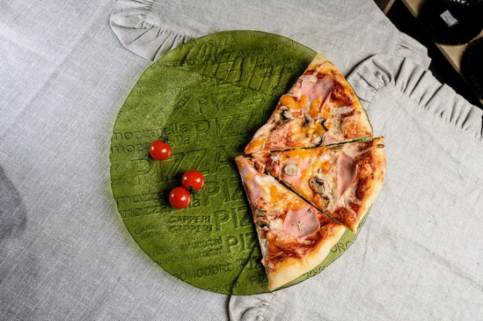 Блюдо стеклянное круглое 350мм Олива Декостек 888-Н7