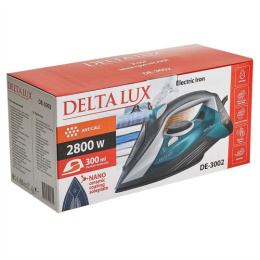 Утюг 2800Вт, керамическая подошва, серый с бирюзовым Delta lux DE-3002