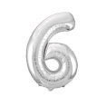 Шар Цифра 6 серебро  43см, фольга Ч35108