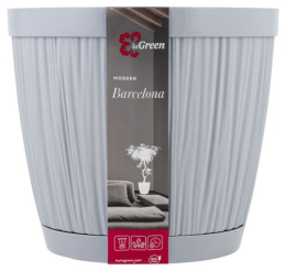 Горшок для цветов пластиковый Barcelona с поддоном 6,5л 24х24х21,2см утренний туман InGreen IG623110025