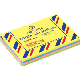 Блок самоклеящийся 76х51 4 цвета неон 100 листов Attomex 2010420