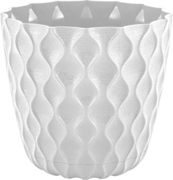 Горшок для цветов пластиковый Wave с поддоном  2,5л d-17,5см h-16см белоснежный жасмин InGreen IG650210048