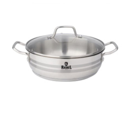 Жаровня из нержавеющей стали 280мм/6,0л стеклянная крышка, с двумя ручками Rashel R-1/281