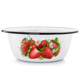 Миска эмалированная 0,8л с декором Клубника Эстет ЭТ-72778