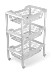 Этажерка трехсекционная пластиковая Джета универсальная на колесах 44х30,4х66,5см светло-серый Martika С735