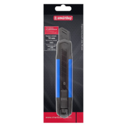 Нож строительный большой 18мм Smartbuy Tools, корпус алюминий + ABS + TPR, металлический направляющий SBT-KNB-18P4