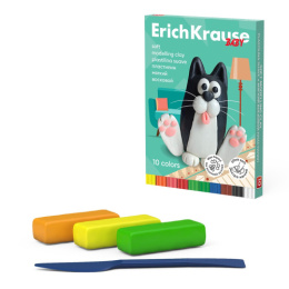 Пластилин 10 цветов 130г ErichKrause Baby, восковой, со стеком 61327