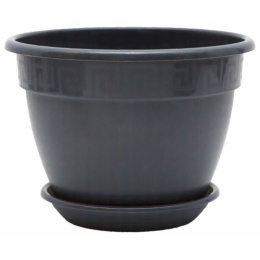 Горшок для цветов пластиковый Антик с поддоном  2,6л d-19см h-15см антрацит 5plast 5PL0011