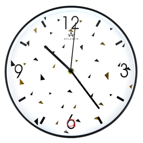 Часы настенные круглые d-30см черный Atlantis 1T2612R45