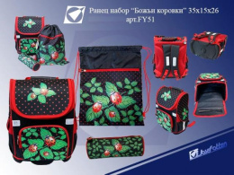 Ранец Божьи коровки + мешок + пенал, светоотражающие элементы FY51, 75045