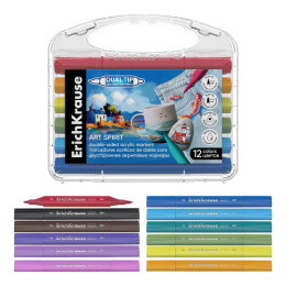 Маркеров набор 12 цветов акриловые, двусторонние, ErichKrause Art Spirit 65462