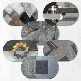 Коврик напольный влаговпитывающий, ПВХ + диатомитовые волокна 48х 78см Абстракция, овальный Радужный Дом РД68458