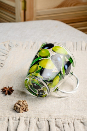 Кружка стеклянная 350мл Оливки Декостек 2025-Д