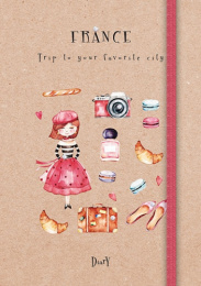 Ежедневник недатированный А5  80 листов Француженка, резинка, стразы, матовая ламинация С3354-10